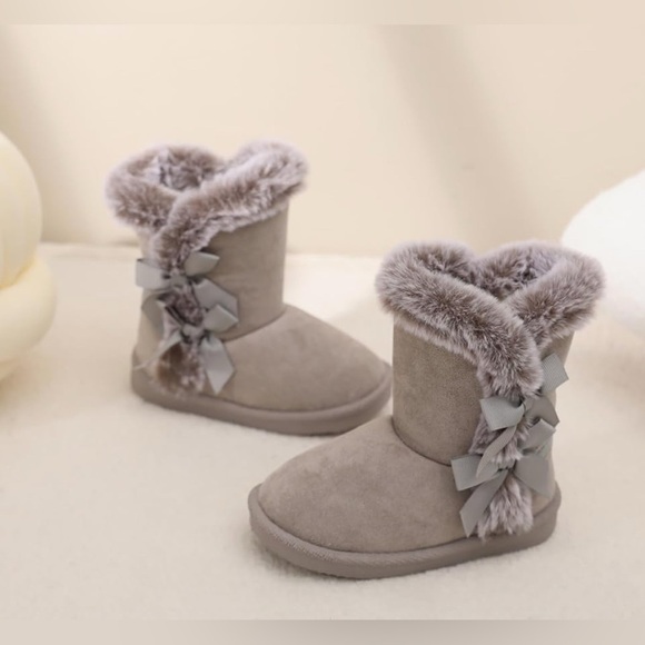 LONSOEN Other - LONSOEN Kids Girls Boots Suede Lightweight Faux Fur Lined Mid Calf